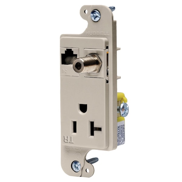 Hubbell Wiring Device-Kellems JLOAD 20A MEDIA OUTLET TR, LIGHT ALMOND RJ620LATR - main